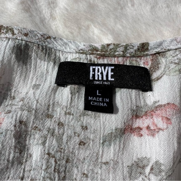 FRYE Floral Sleeveless Button Front Maxi Dress White Pink Green Size Large - Picture 10 of 11